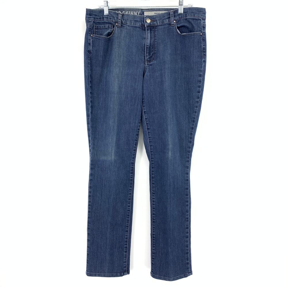 DKNY Soho Skinny Leg Jeans Womens Size 12 Medium Wash Stretch Denim